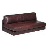 A brown leather sofa, 1970s, 70cm high, 182cm wide, 97cm deep  A brown leather sofa,   1970s, 70cm