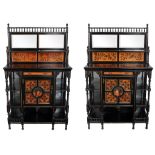 A pair of Aesthetic Movement side cabinets, circa 1880, ebonised  A pair of Aesthetic Movement