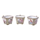 Three small Cantonese enamel tea cups, Qing Dynasty, mid 18th century Three small Cantonese enamel
