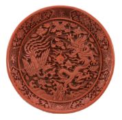 A Chinese Ming-style cinnabar lacquer dish, late 19th or 20th century A Chinese Ming-style