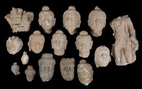 Seven Buddha stucco heads, Gandhara, probably 4th/5th century Seven Buddha stucco heads, Gandhara,