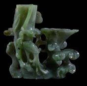 An attractive Chinese spinach jade vase, Qing Dynasty, 18th/19th century An attractive Chinese