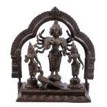 A south Indian bronze group of Subrahmanya, late 19th or early 20th century A south Indian bronze