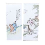 Two Chinese Famille Verte porcelain Plaques, 20th century Two Chinese Famille Verte porcelain