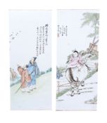 Two Chinese Famille Verte porcelain Plaques, 20th century Two Chinese Famille Verte porcelain