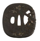 An Iron Tanaka School Style Tsuba of rounded rectangular form An Iron Tanaka School Style Tsuba of