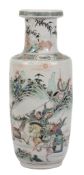 A Chinese porcelain famille verte rouleau vase, probably Kangxi A Chinese porcelain famille verte