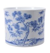 -1 A Chinese blue and white 'Three Friends of Winter' brush pot, Bitong -1 A Chinese blue and
