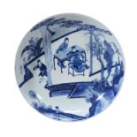 A large Chinese Kangxi-style blue and white charger, 19th century or later A large Chinese Kangxi-