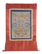 A Tibetan Thangka, late 19th or 20th century, the image 58cm by 41cm A Tibetan Thangka, late 19th or