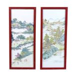 Two Chinese Famille Verte porcelain Plaques, 20th century Two Chinese Famille Verte porcelain