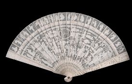 A Chinese Export ivory brisé fan, Guangzhou, circa 1800-1830 A Chinese Export ivory brisé fan,