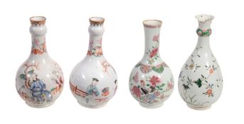 A pair of Chinese famille rose bottle vases, Qianlong A pair of Chinese famille rose bottle vases,