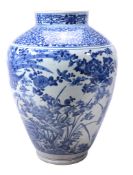 A large Japanese Arita blue and white vase A large Japanese Arita blue and white vase, painted