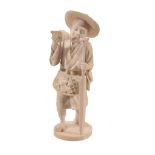 An Ivory Okimono of a Fisherman Blowing a Conch An Ivory Okimono of a Fisherman Blowing a Conch ,