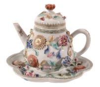 A Chinese Famille Rose teapot, cover and stand, Yongzheng A Chinese Famille Rose teapot, cover and