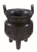 A Chinese Shang-style bronze ritual food vessel, Li Ding, probably Qing Dynasty A Chinese Shang-