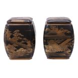 A pair of Japanese lacquer Kogo and covers A pair of Japanese lacquer Kogo and covers, decorated