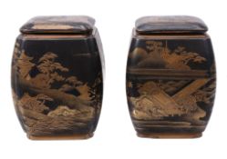 A pair of Japanese lacquer Kogo and covers A pair of Japanese lacquer Kogo and covers, decorated