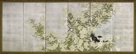 A six-fold paper screen, Taishō period, 20th century A six-fold paper screen, Taishō period, 20th