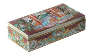 -1 An attractive Cantonese pen tray and cover, circa 1850 -1 An attractive Cantonese pen tray and