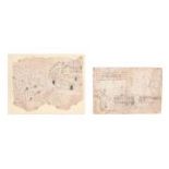 Two drawings of battle scenes, Rajasthan, India, early 19th century Two drawings of battle scenes,