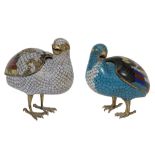 A Chinese Cloisonné enamel quail-form incense burner , Qianlong/Jiaqing A Chinese Cloisonné enamel