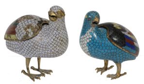 A Chinese Cloisonné enamel quail-form incense burner , Qianlong/Jiaqing A Chinese Cloisonné enamel