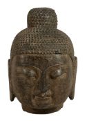 A large Chinese grey stone head of a Buddha, Ming Dynasty or later A large Chinese grey stone head