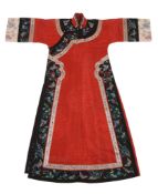 Chinese Robe A Chinese womens red silk summer gauze informal robe, late 19th/ 20th century , woven