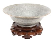 A Chinese Ge-type bowl, 19th century, covered overall in soft grey crackled... A Chinese Ge-type
