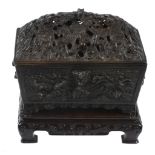 A bronze incense burner , of rectangular shape A bronze incense burner , of rectangular shape, the
