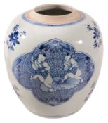 A Chinese blue and white ginger jar, Kangxi A Chinese blue and white ginger jar, Kangxi, painted