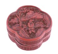 -1 A Chinese cinnabar lacquer lobed box and cover, 19th century -1 A Chinese cinnabar lacquer