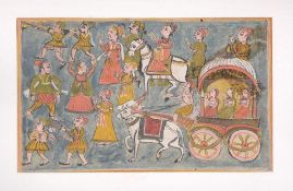 Two Indian processions, Gujarat, Western India, 19th century Two Indian processions, Gujarat,