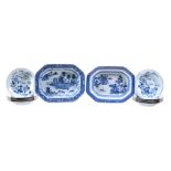 Two Chinese blue and white rectangular basins, Qianlong Two Chinese blue and white rectangular