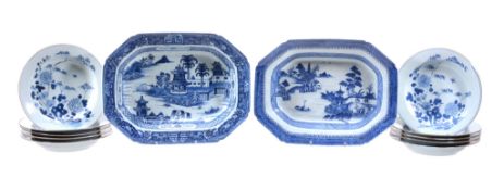 Two Chinese blue and white rectangular basins, Qianlong Two Chinese blue and white rectangular