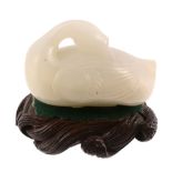 A Chinese white jade model of a goose , 19th / 20th century A Chinese white jade model of a
