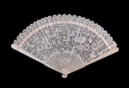 A large Chinese Export ivory brisé fan, Guangzhou, circa 1800-1830 A large Chinese Export ivory