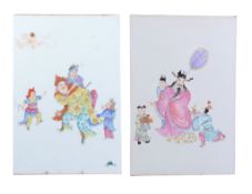 Two Chinese Famille Rose porcelain Plaques, early 20th century Two Chinese Famille Rose porcelain