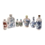 Six Chinese porcelain snuff bottles, 19th and 20th century Six Chinese porcelain snuff bottles, 19th