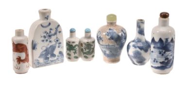 Six Chinese porcelain snuff bottles, 19th and 20th century Six Chinese porcelain snuff bottles, 19th