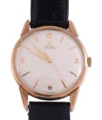 Omega, a 9 carat gold wristwatch,   no. 142386, hallmarked Birmingham 1961,  automatic movement, 24