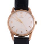 Omega, a 9 carat gold wristwatch,   no. 142386, hallmarked Birmingham 1961,  automatic movement, 24