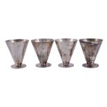 A set of four Swedish Art Deco silver conical liquor tots by Wiwen Nilsson   (1897-1974), Lund