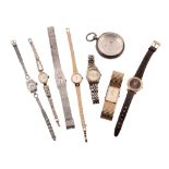 A collection of watches,   to include: a lady's Gucci gold plated wristwatch; a lady's Gruen gold