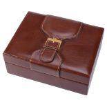 Rolex, a brown leather presentation box,   with a wood interior, stamped underneath 710001, 19.5cm
