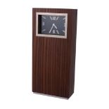 David Linley, a walnut and chromium plated clock,   circa 2006, the upright rectangular case with a