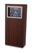 David Linley, a walnut and chromium plated clock,   circa 2006, the upright rectangular case with a