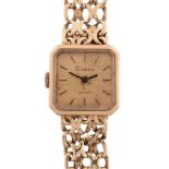 Certina, a lady's 9 carat gold wristwatch,   circa 1970, replacement quartz movement, gold dial,